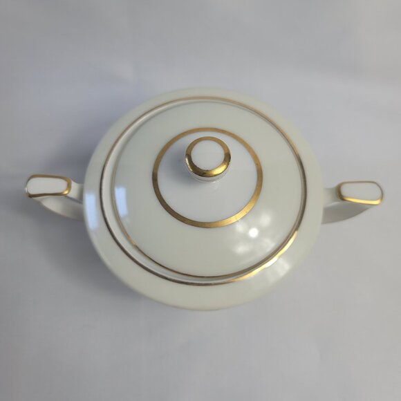 Mikado Harmony Sugar Bowl with Lid Cream Rim Pink Floral Center - Picture 2 of 15